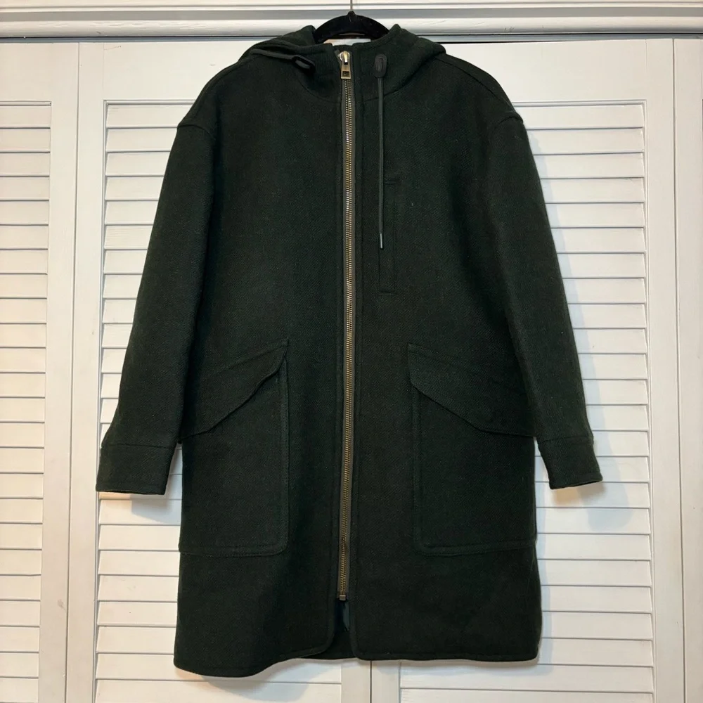 Madewell Lynnford Coat Wool Cashmere Forest Green Small New FLAWED